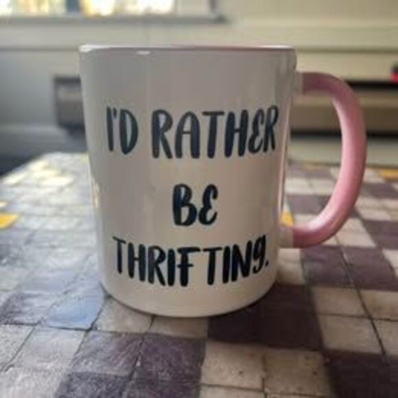 Fun Thrifting White and Pink Coffee or Tea Mug - Picture 1 of 2